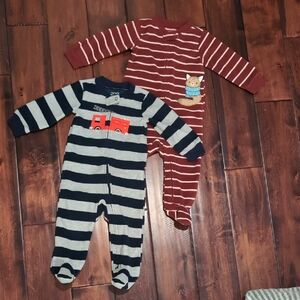 Carter's Striped One Piece Footies - Red and Navy